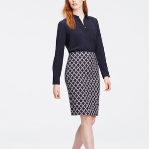 Ann Taylor Diamond Tile Jacquard Pencil Skirt